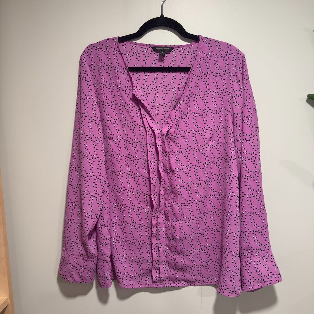 Banana Republic Printed Blouse – Pink/Black – Size Large